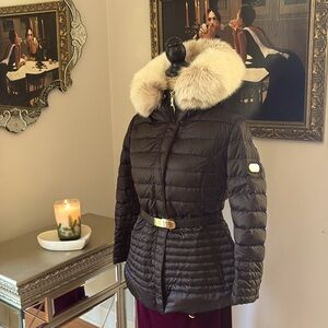 GORSKI FOX FUR DOWN PUFFER PARKA Apres Ski Jacket coat Black Ivory S 4 Designer
